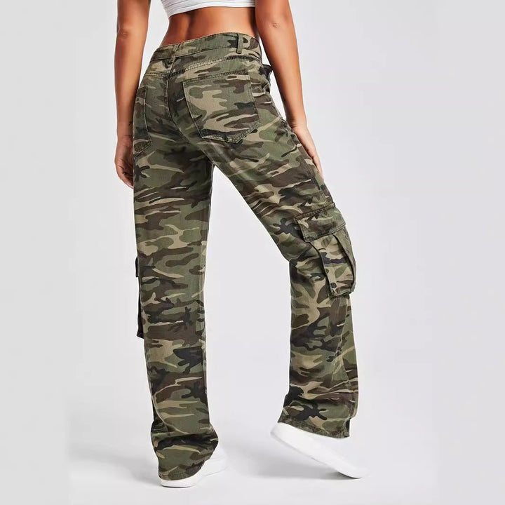 Women’S Cargo Pants In Urban Camouflage Style with Practical Side Pockets Lune London