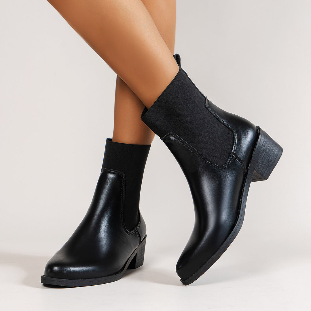 Women’s ankle boots with elastic shaft and comfortable block heel Lune London