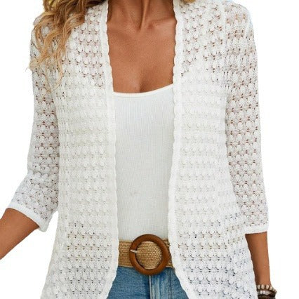 Airy lace jacket for women with open front design Lune London