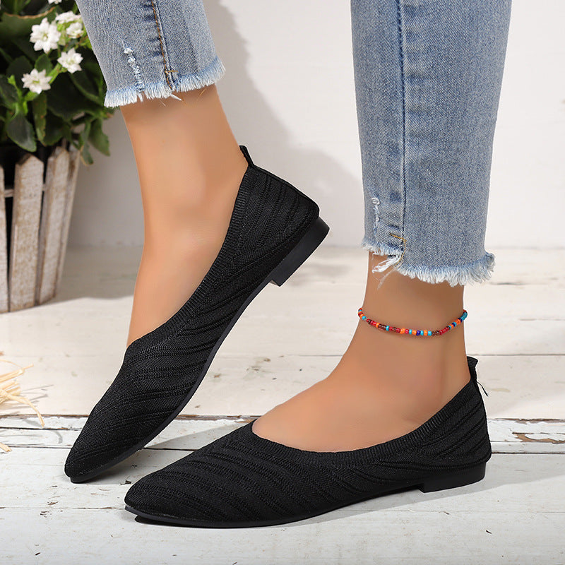 Ladies Textured Boucle Ballerinas Lune London
