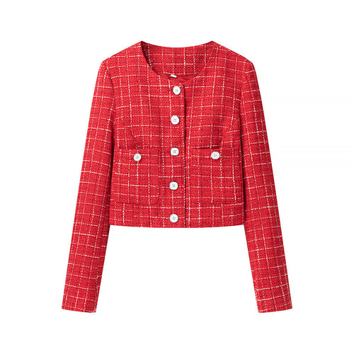 Short structured jacket for women with button closure and decorative pockets Lune London