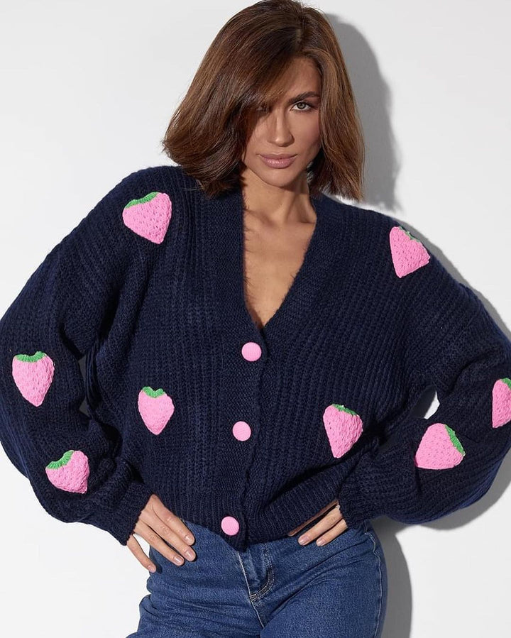 Lady cardigan with fruit application design Lune London