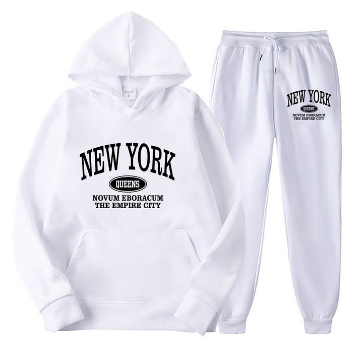 Women's Sporty Hooded Set with Large New York Print Chic & Stil