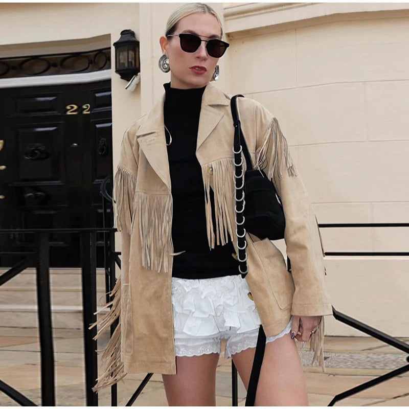 Fringed suede jacket for women Lune London