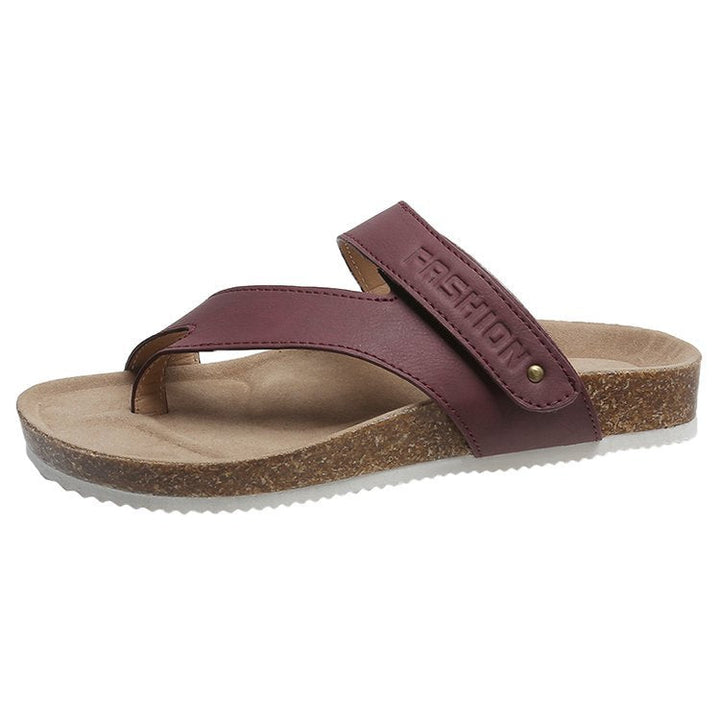 Women's thong sandals with comfortable footbed and modern cork design Lune London