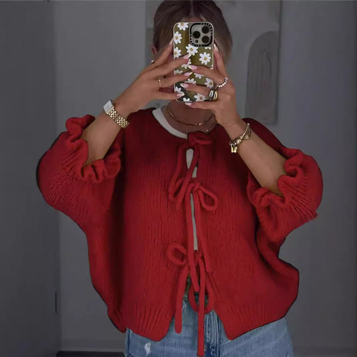 Women’s knitted top with playful drawstring Lune London