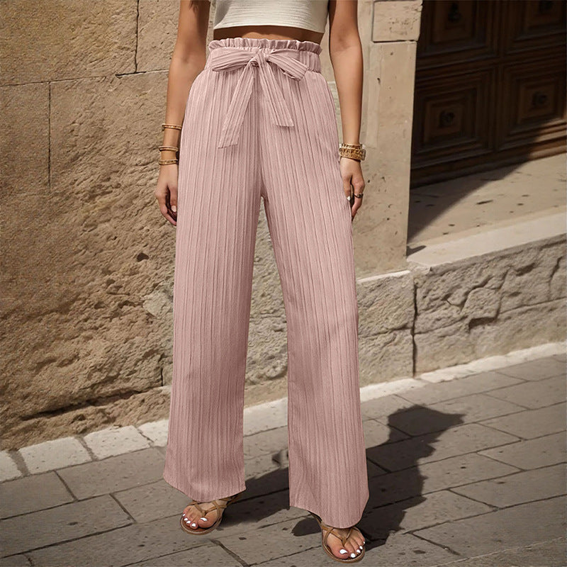 Pantalons plissés pour femmes avec ceinture élastique et ceinture à la taille Chic & Stil
