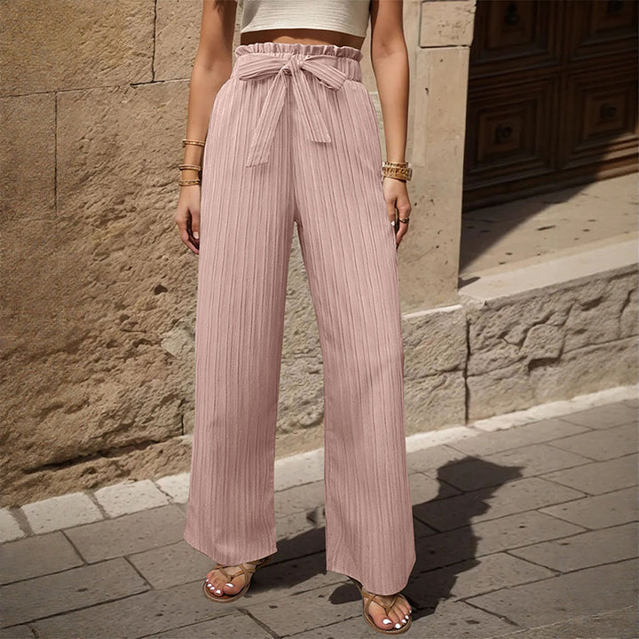 Pantalons plissés pour femmes avec ceinture élastique et ceinture à la taille Chic & Stil