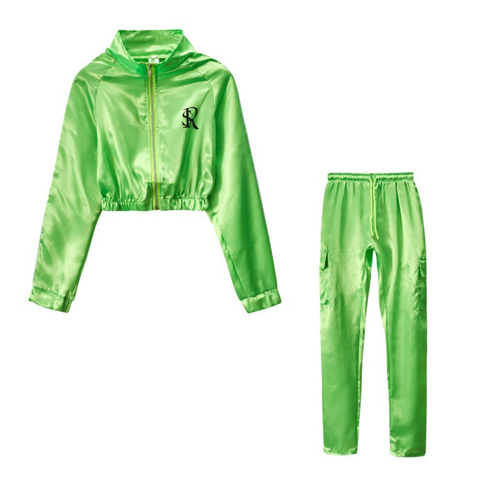 Women's sporty tracksuit set with cropped jacket and jogger pants Lune London