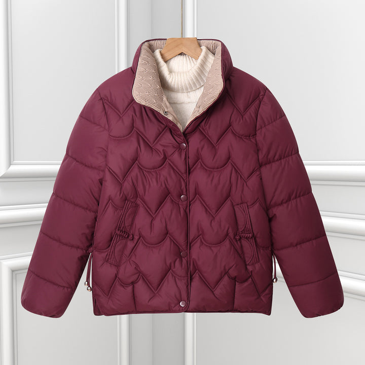 Ladies Comfortable Quilted Jacket with High Collar and Zipped Pockets Lune London