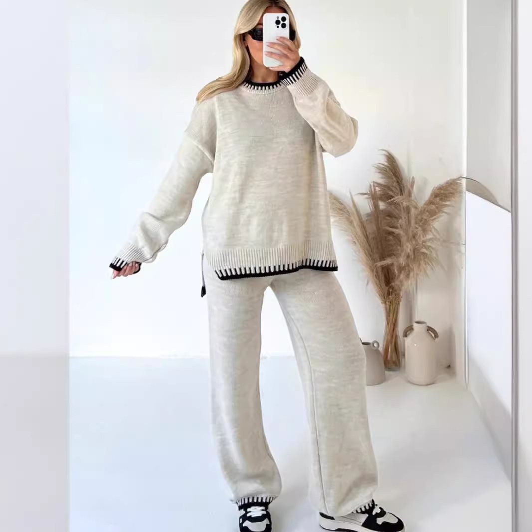 Oversized knitted set for women with contrasting decorative seams Lune London