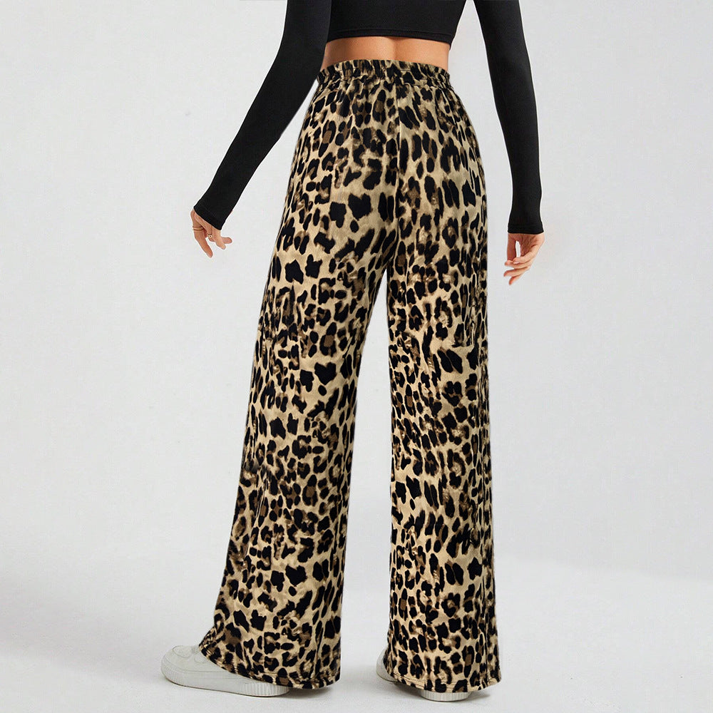 Pantalons palazzo larges pour femmes avec imprimé animal et ceinture élastique confortable Chic & Stil