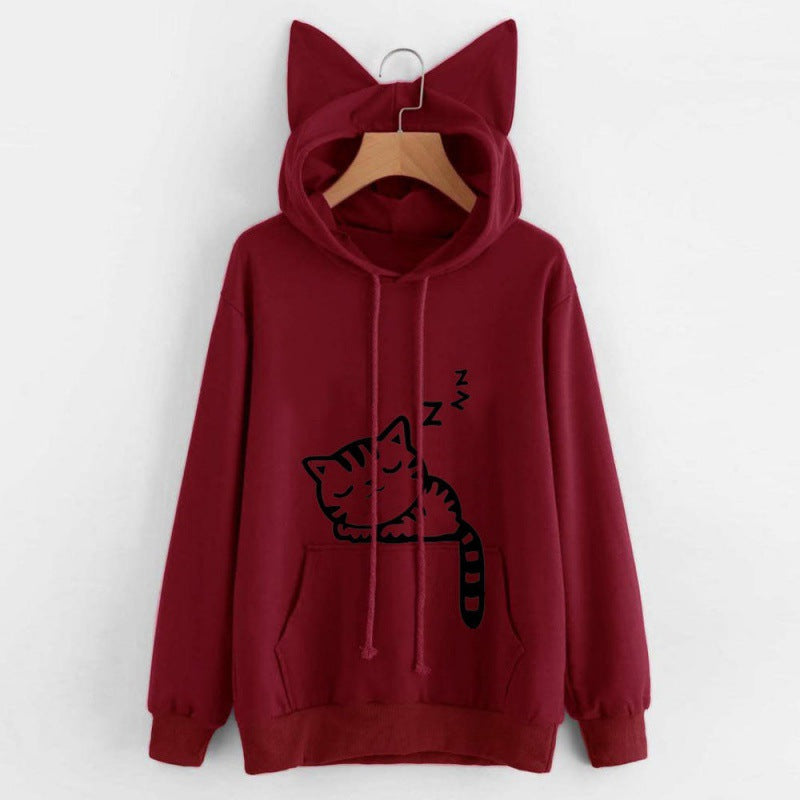Women’s hoodie with cat ears and cute print Lune London