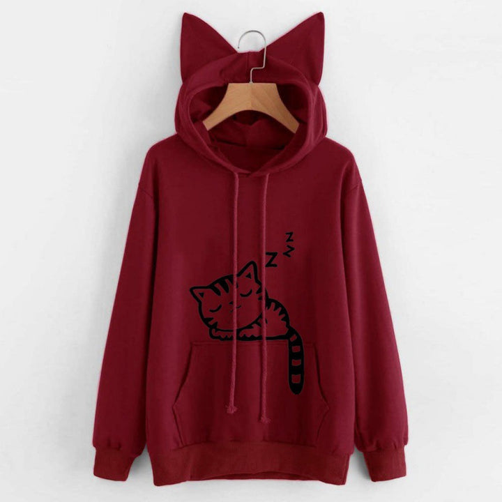 Women’s hoodie with cat ears and cute print Lune London