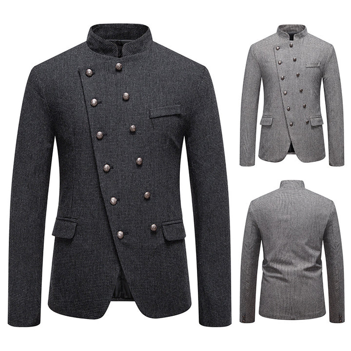 Double-breasted men's blazer with a modern plaid pattern Lune London