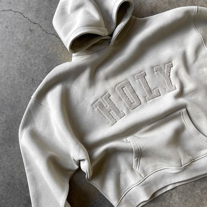 Women oversized hooded sweatshirt in soft cotton blend with an elegant embroidered logo Lune London