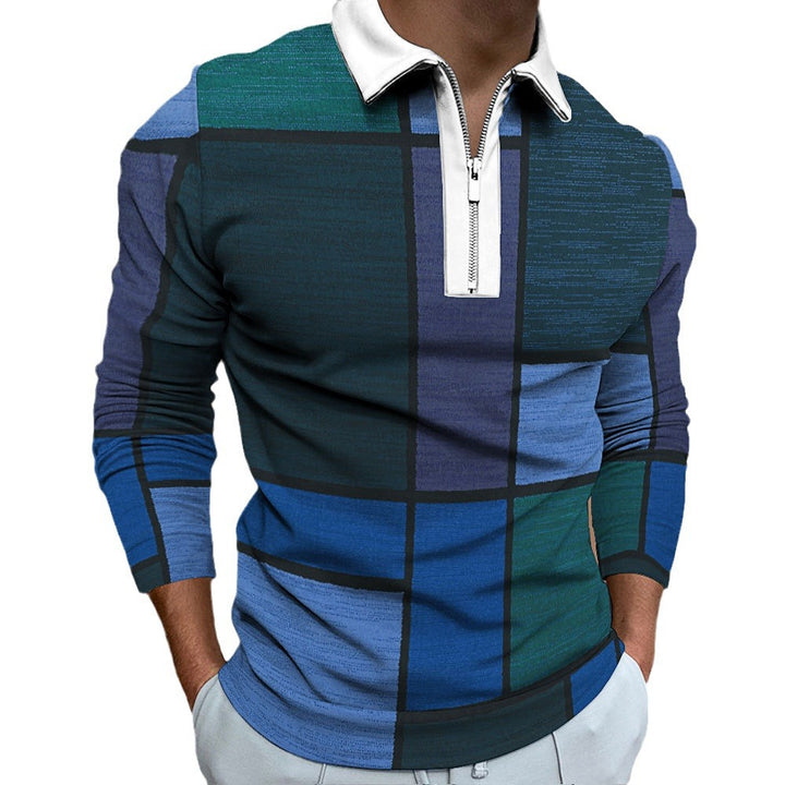 Men's polo with zipper, trendy and unique graphic design Lune London