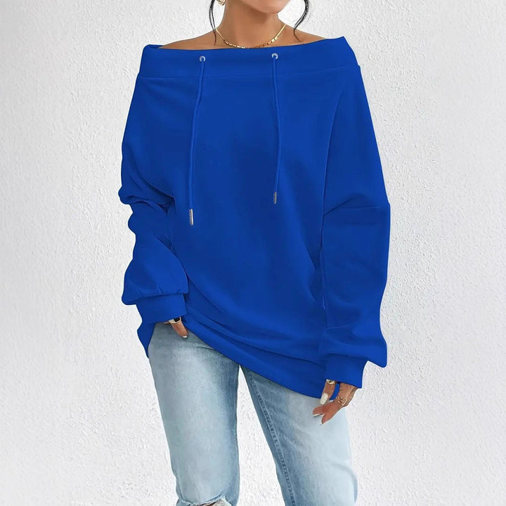 Casual sweatshirt for women with open shoulder part and cord Lune London