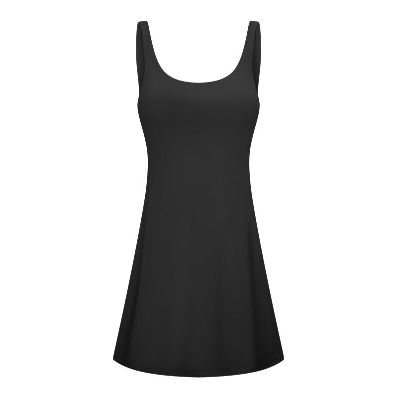 Ladies' leisure dress with deep round neckline and flared silhouette Lune London