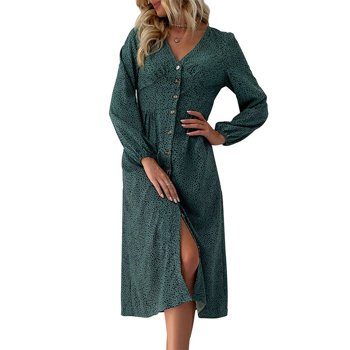 Midi dress for women with buttoning and voluminous sleeves Lune London