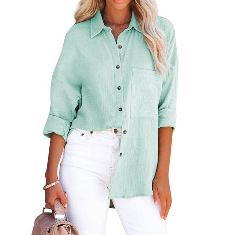 Chiffon shirt for women with wide sleeves and a practical chest pocket Lune London