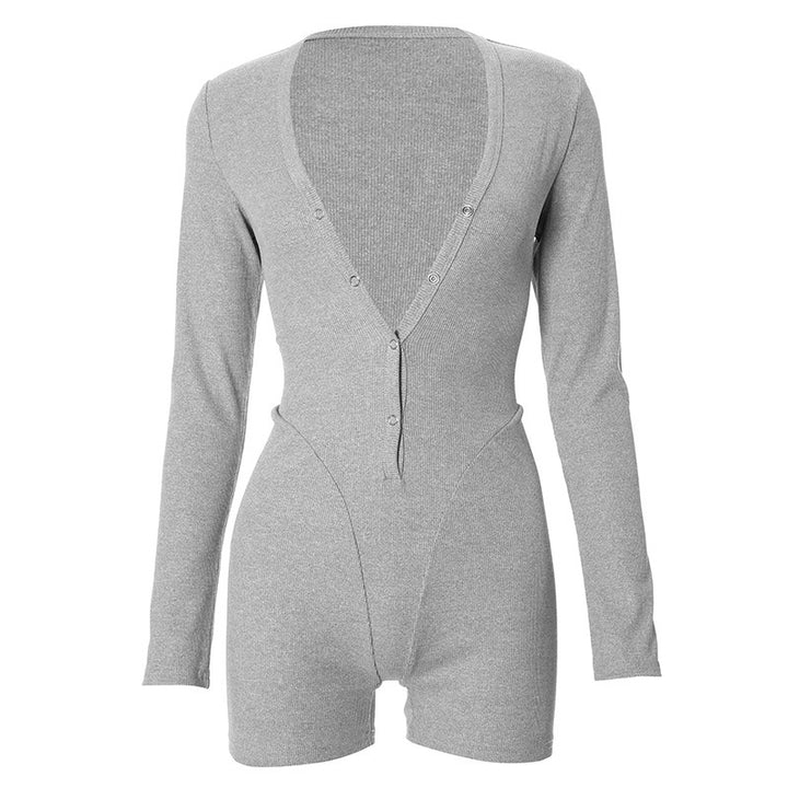 Women’s playsuit with modern cut and button detail Lune London