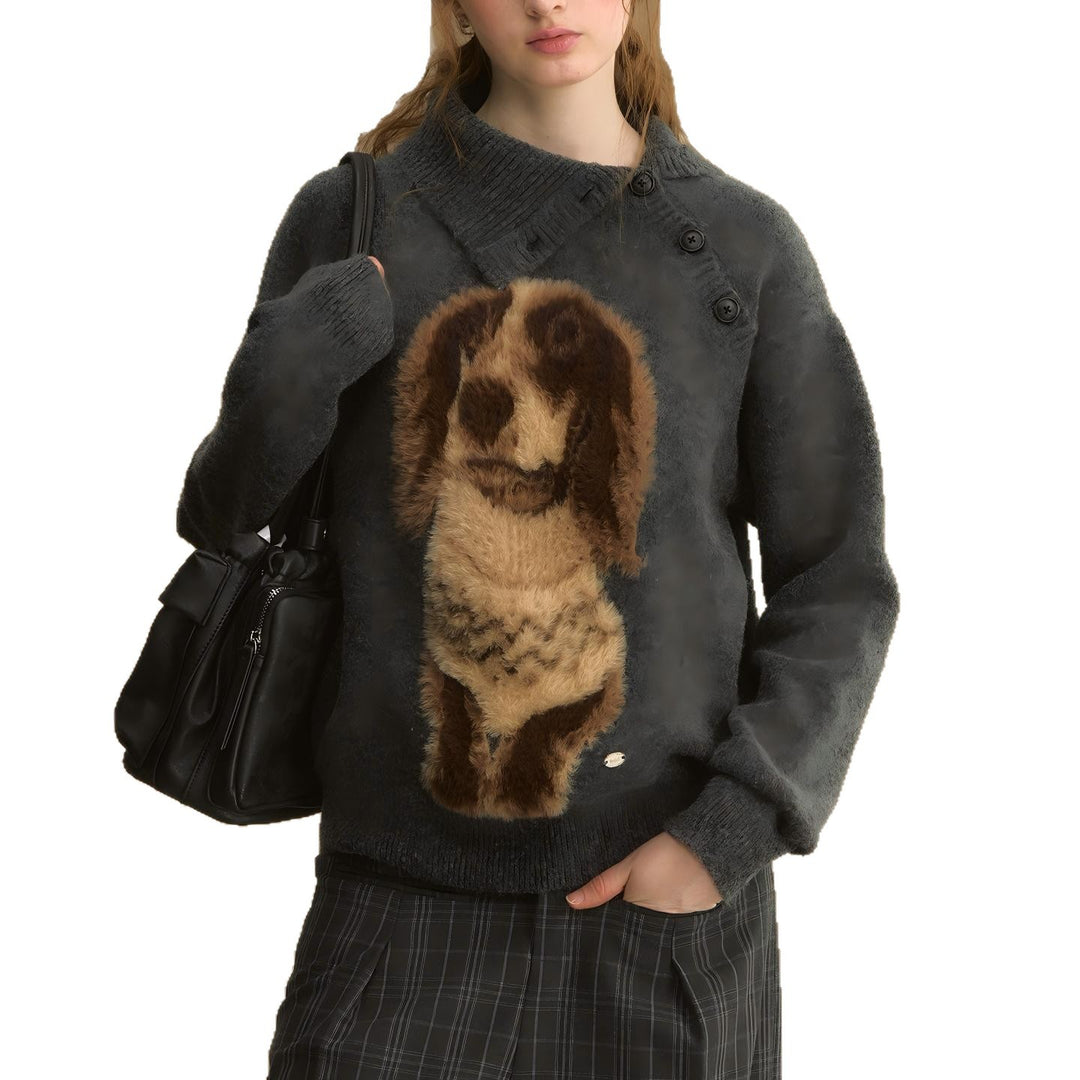 Femme pull confortable à col rond avec motif animal Chic & Stil
