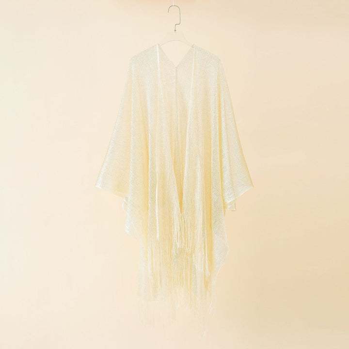 Women's Fringe Kimono Made of Transparent, Airy Structure Chic und Stil