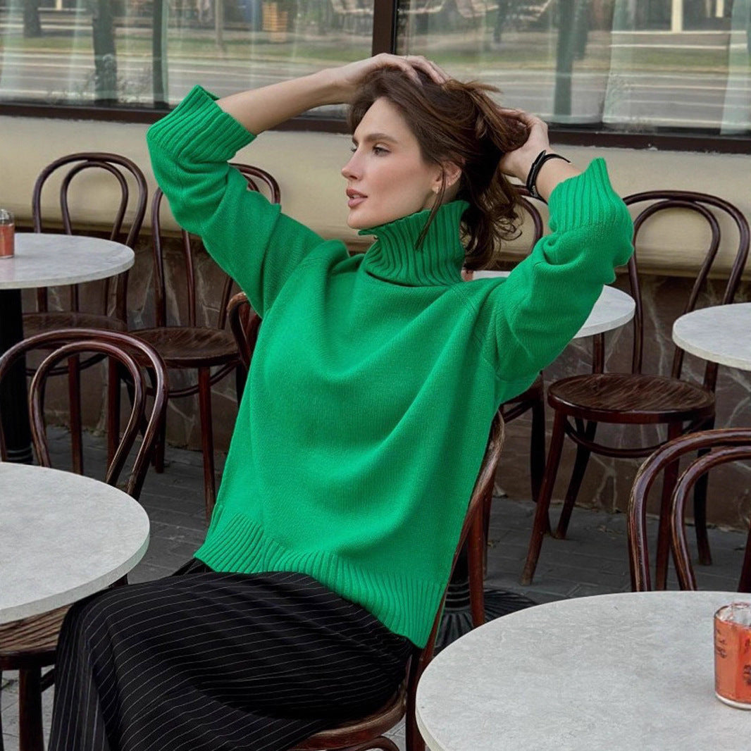 Fine knit sweater for women with high collar Lune London