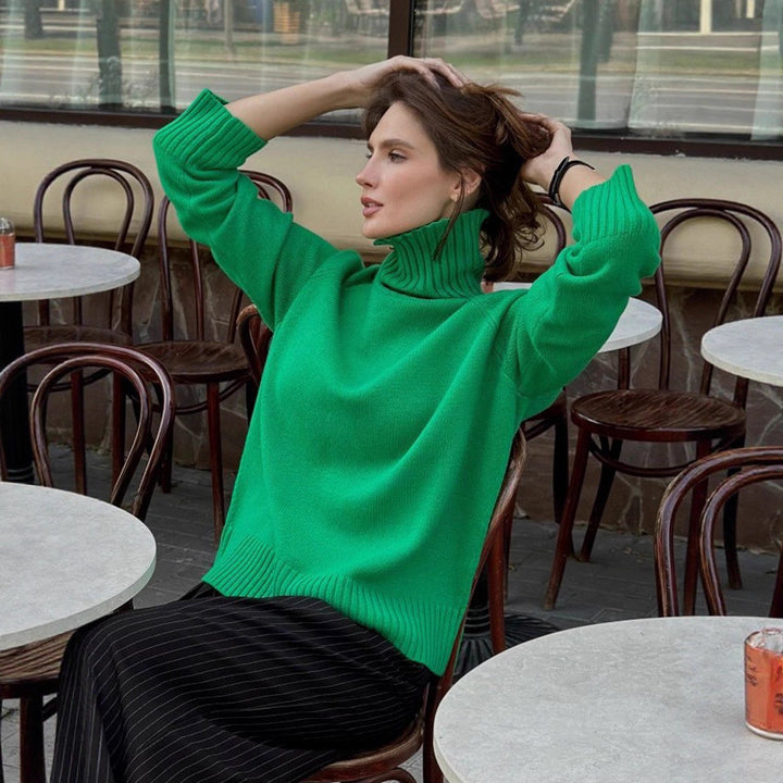 Fine knit sweater for women with high collar Lune London