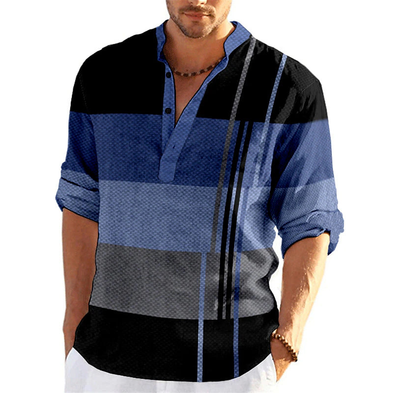 Lune London Casual Striped Popover Shirt for Men