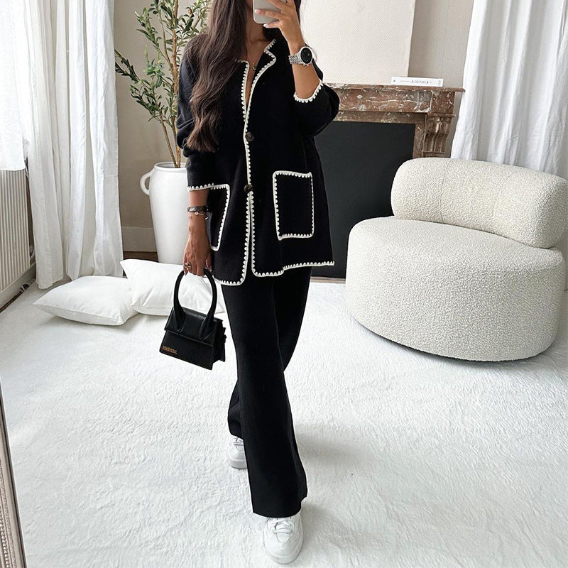 Elegant knitted jacket for women with contrasting details Lune London