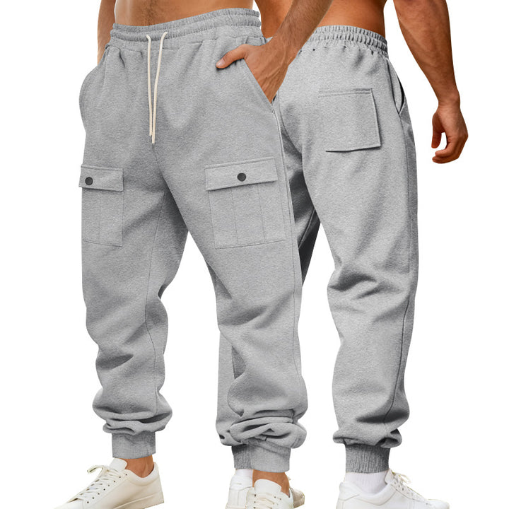 Men's Cargo Jogging Pants with Elastic Waistband and Functional Pockets Lune London