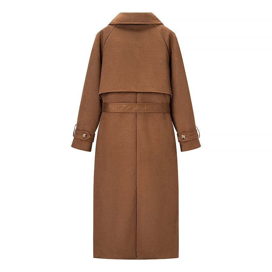 Suede trench coat for women with belt and large pockets Lune London