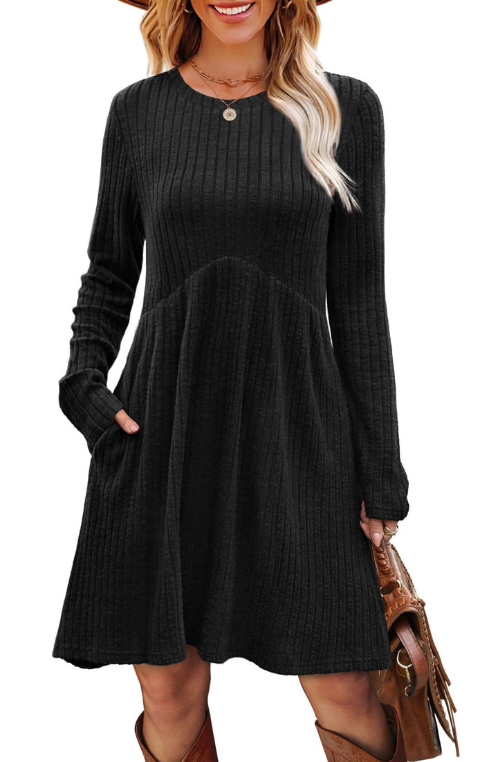 Casual maxi dress for women with ribbed design and pockets Lune London