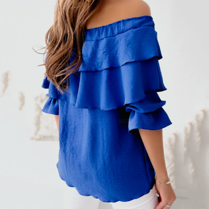 Women Off-Shoulder Blouse with Chic Ruffle Design and Style