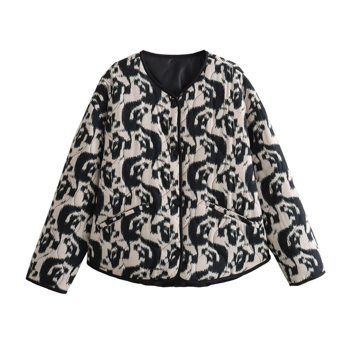 Ladies Trendy Chic Animal Print Padded Clothing