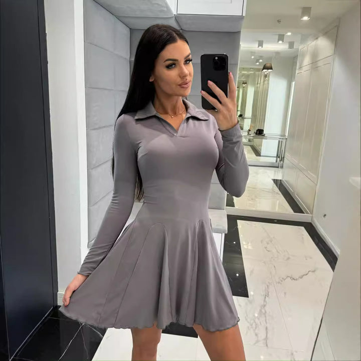 Sport dress for women with polo collar and flared skirt Lune London