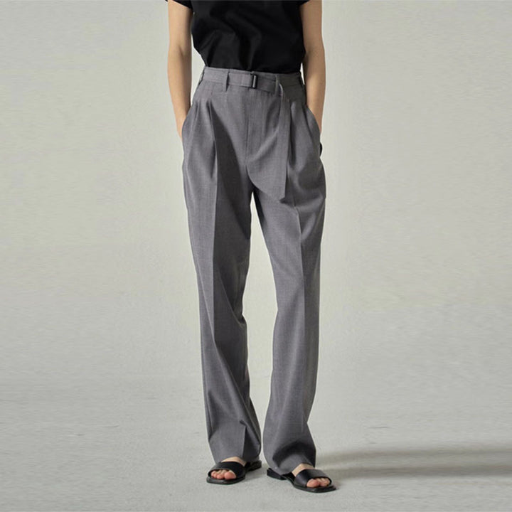 Pantalons en tissu élégants pour femmes avec taille haute et ceinture stylée Chic & Stil