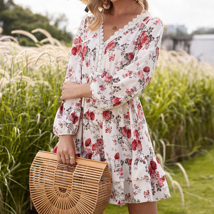 Mini dress for women with floral prints and elegant ruffle details Lune London