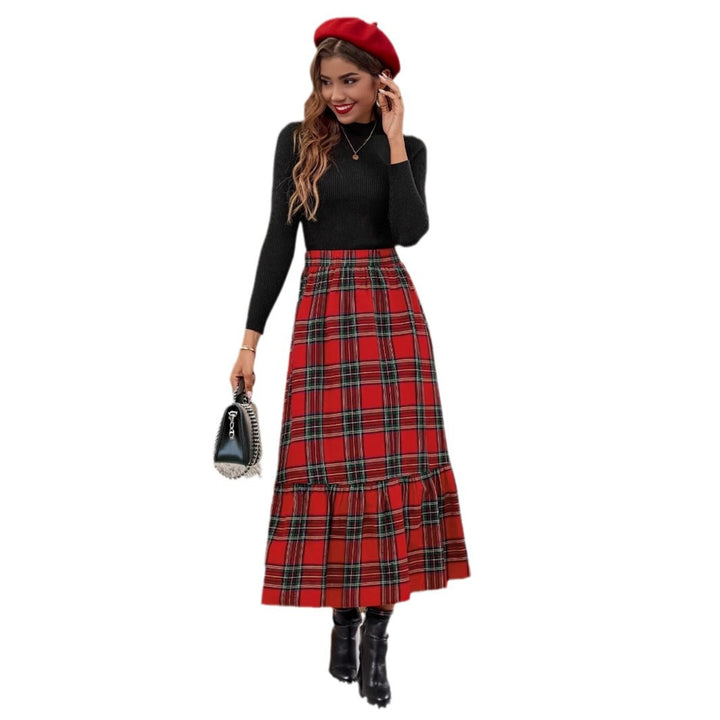 Elegant plaid skirt for women with frill Lune London