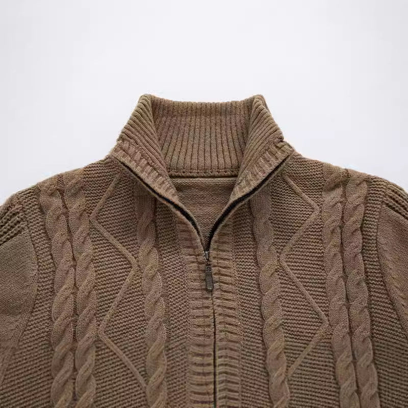 Knitted sweater for men with high collar and twisted pattern Lune London