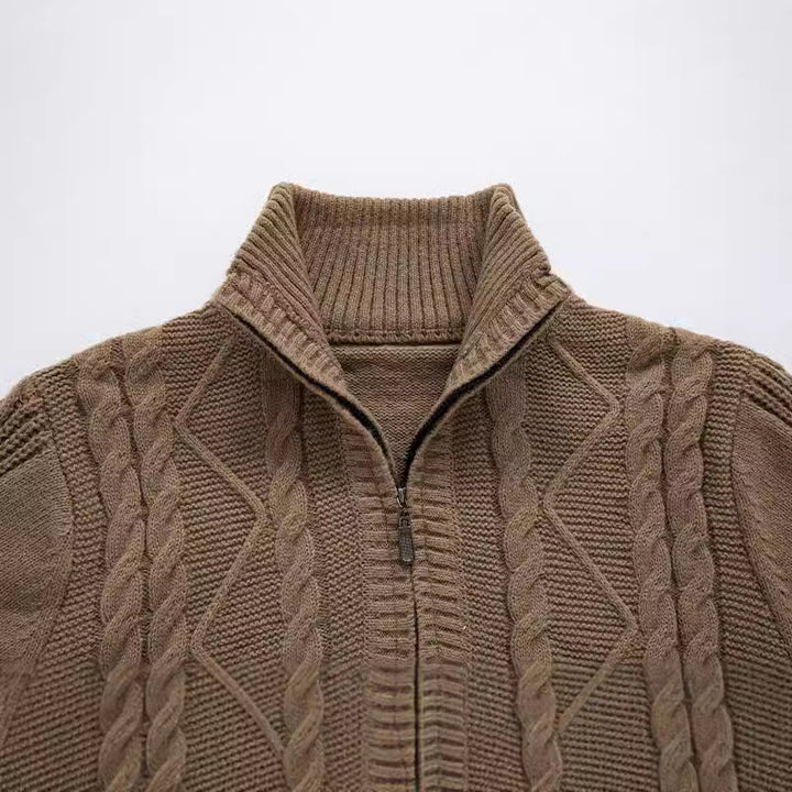 Knitted sweater for men with high collar and twisted pattern Lune London