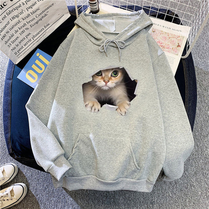 Women's hoodie with unique cat design Chic & Stil
