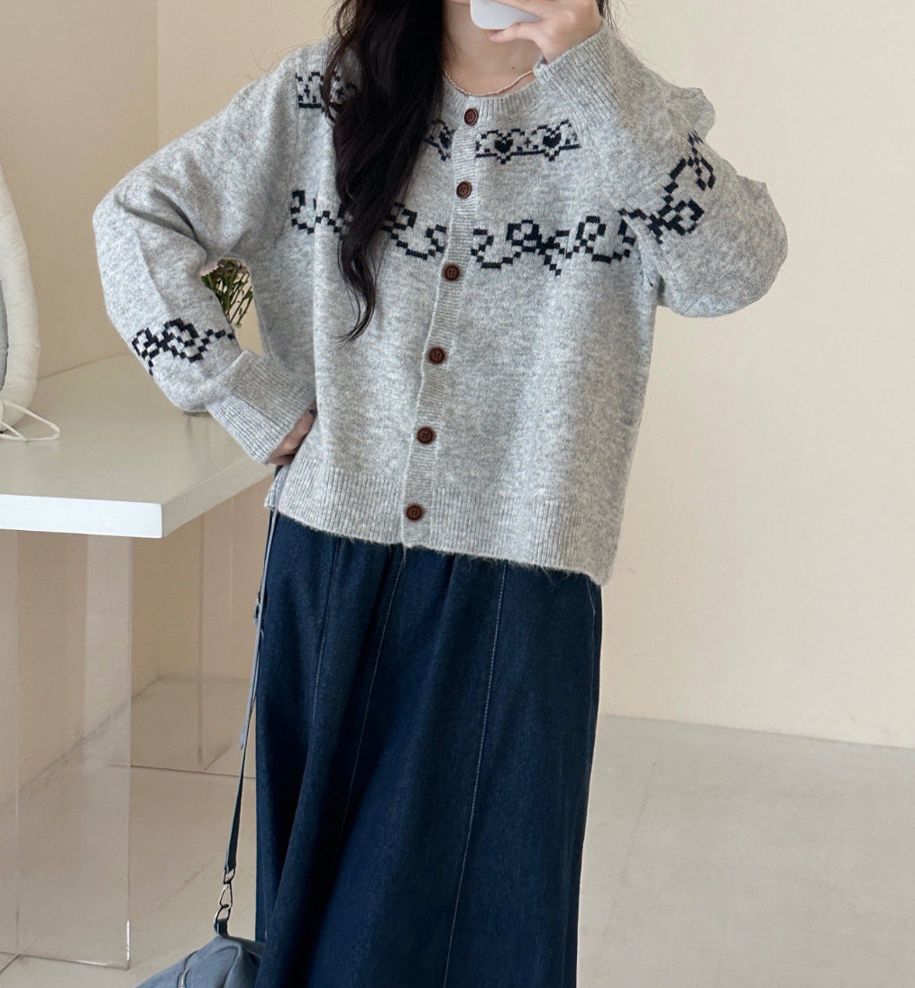 Ladies Cozy Knit Cardigan with Unique Pattern Lune London