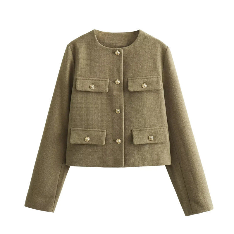 Trendy short jacket for women with decorative buttons and practical pockets Lune London