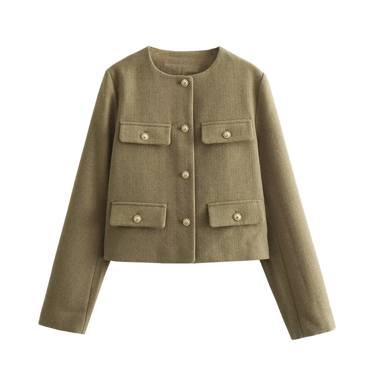 Trendy short jacket for women with decorative buttons and practical pockets Lune London