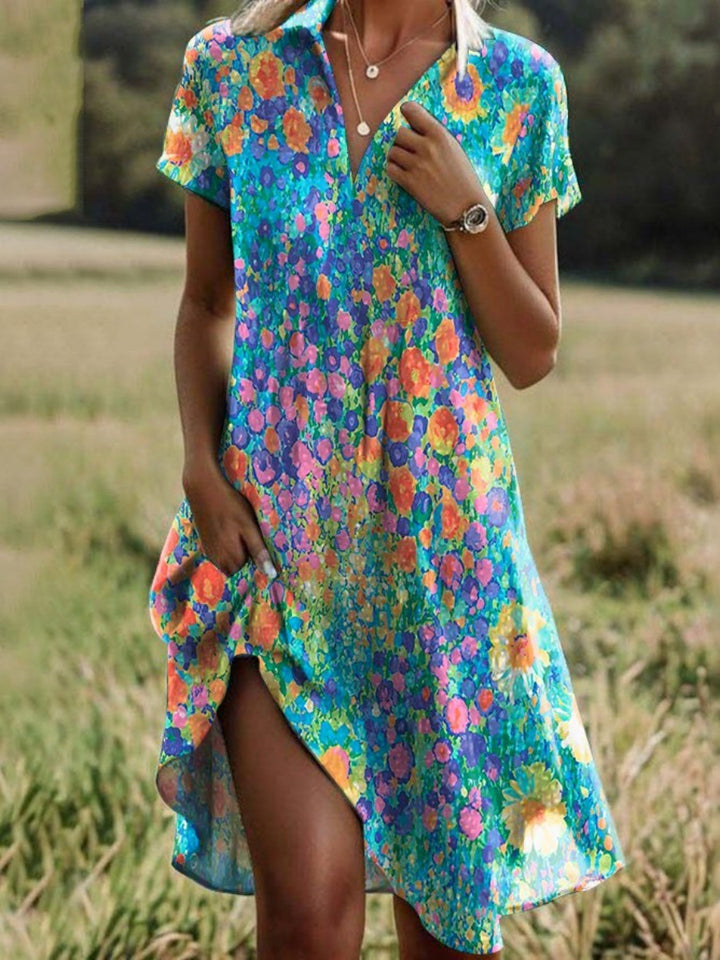 Casual dress for women with a floral design and an asymmetrical cut Lune London