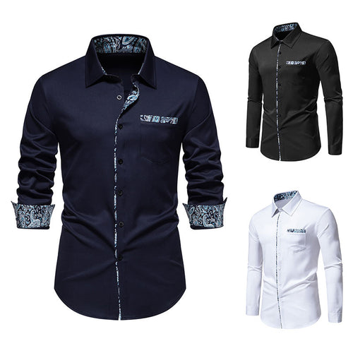 Long sleeve shirt for men with trendy paisley pattern on the collar and cuffs Lune London