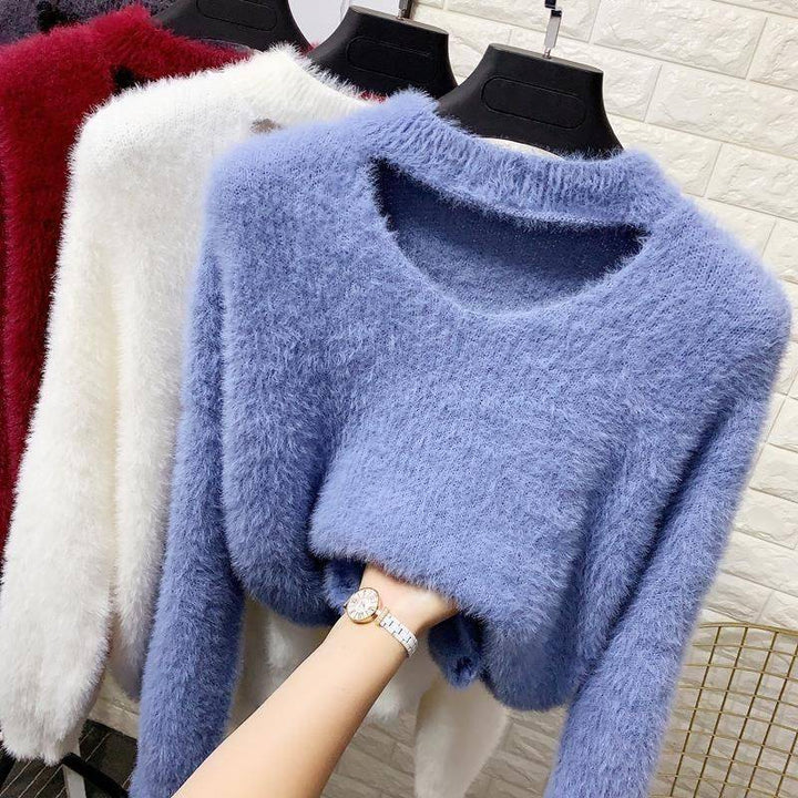 V-neck sweater with high collar for women soft Lune London